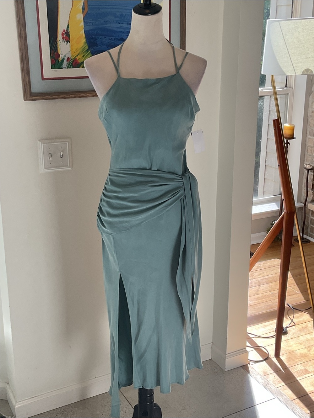 R.G Kane Cupro Midi Dress with Side Tie